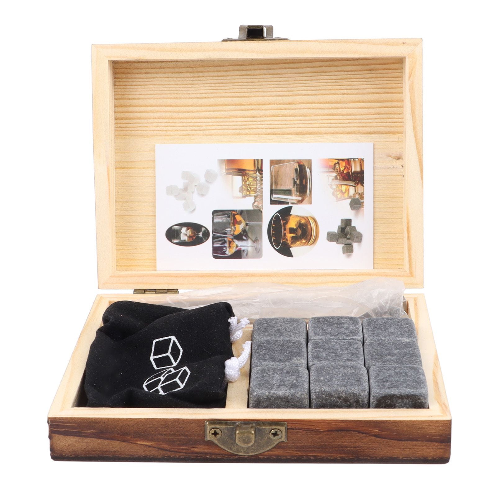 Whiskey Stone Black Multifunctional Portable Chilling Cooler Rocks with Tweezers Storage Box For Drinking Gift
