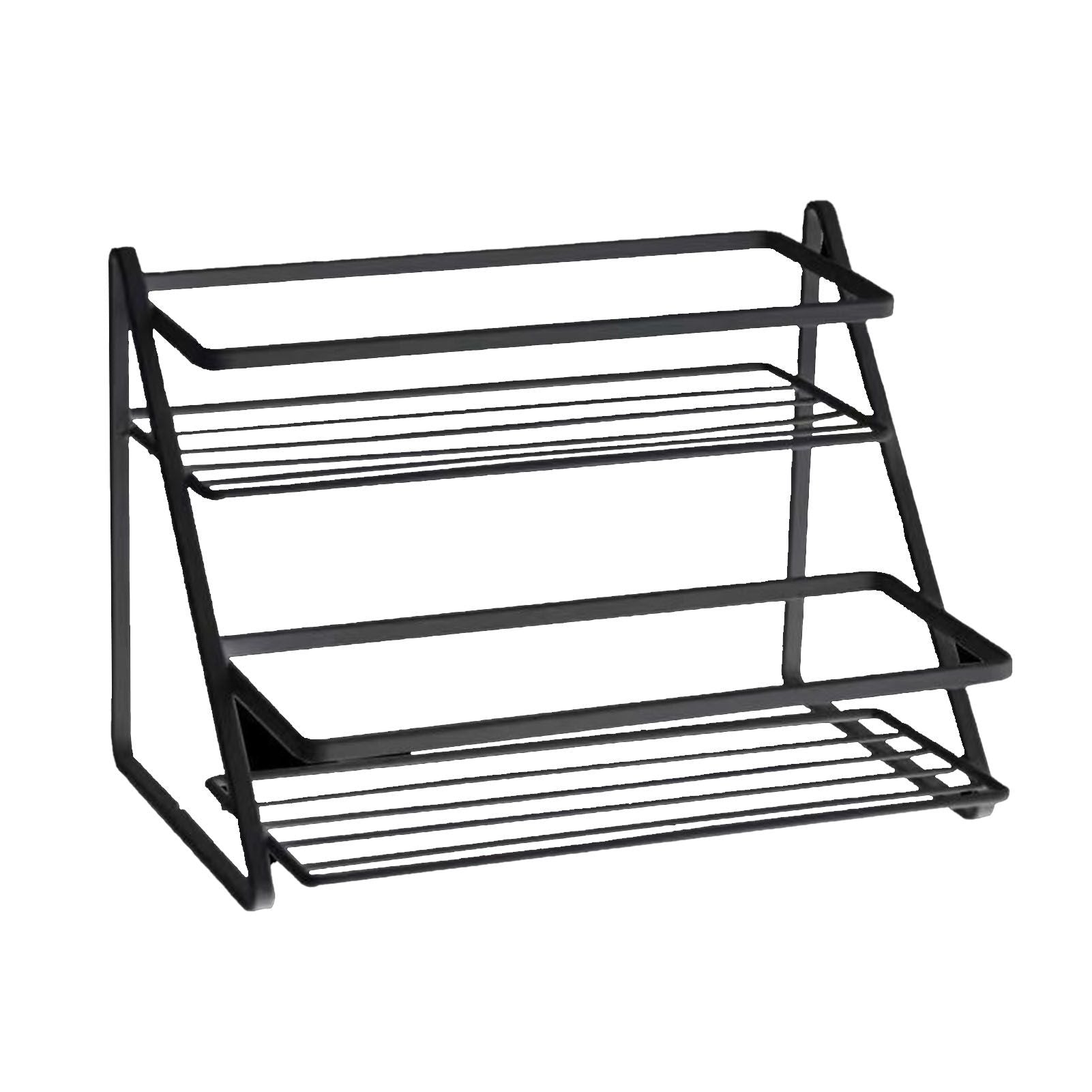 Kitchen Countertop Storage Rack Space Saving Multifunctional 2 Tiers Spice Toiletries Makeup Counter Standing Shelf Black