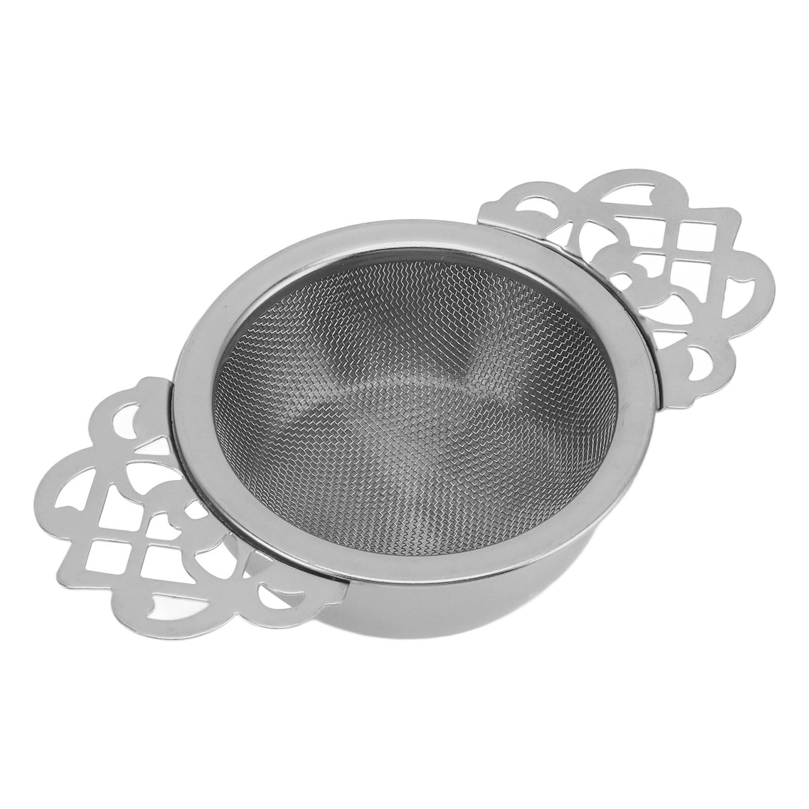 Stainless Steel Tea Strainers with Drip Bowl Double Handles Reusable Fine Mesh Tea Filters for Loose Leaf Herbal Kitchen Silver