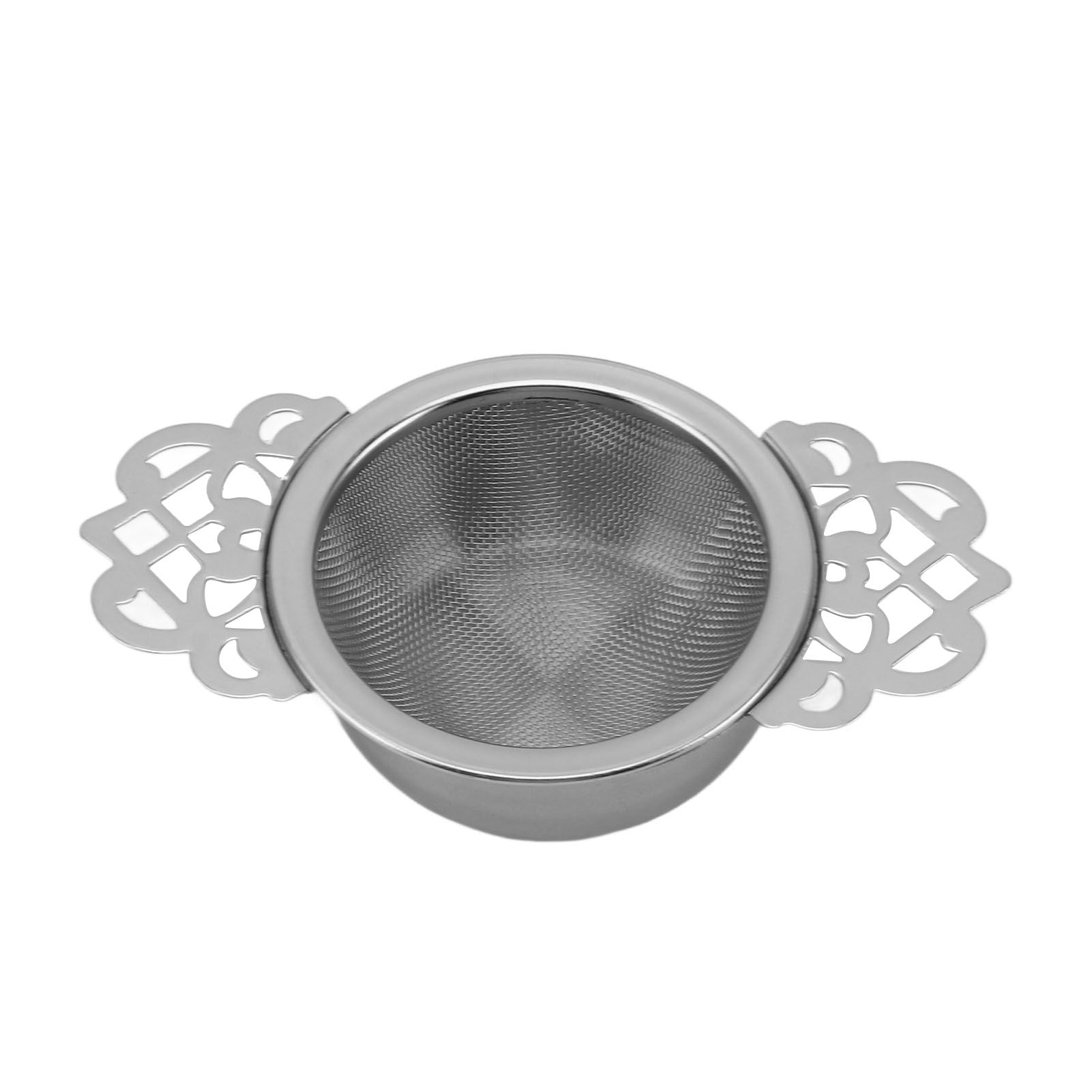 Stainless Steel Tea Strainers with Drip Bowl Double Handles Reusable Fine Mesh Tea Filters for Loose Leaf Herbal Kitchen Silver
