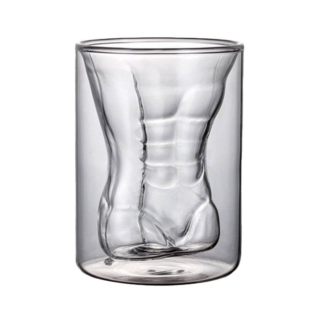 Body Shape Glass Cup Double Layer Beer Whisky Drinking Shot Glass for Party Gathering Bar Man Body Shaped