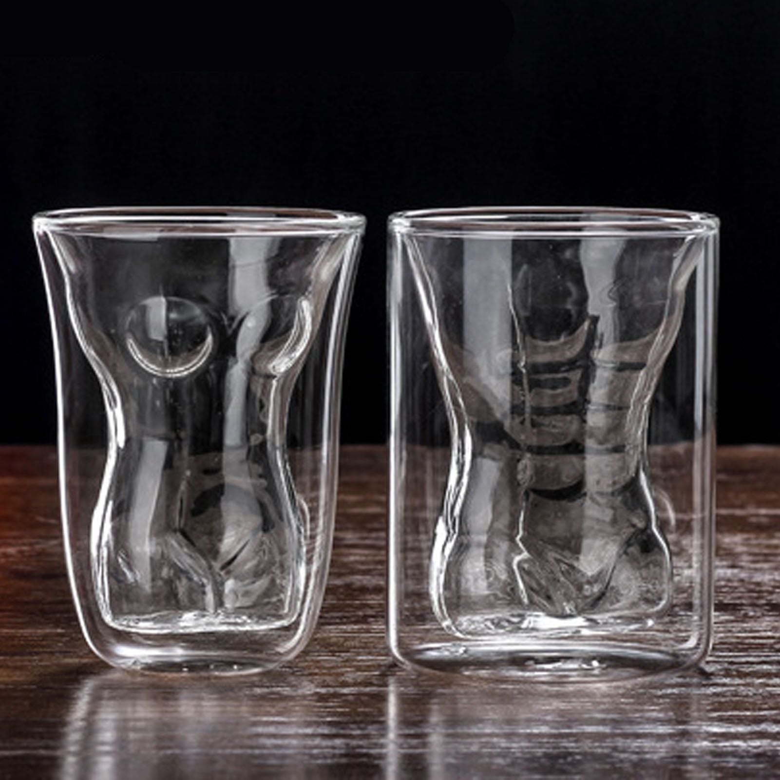 Body Shape Glass Cup Double Layer Beer Whisky Drinking Shot Glass for Party Gathering Bar Man Body Shaped