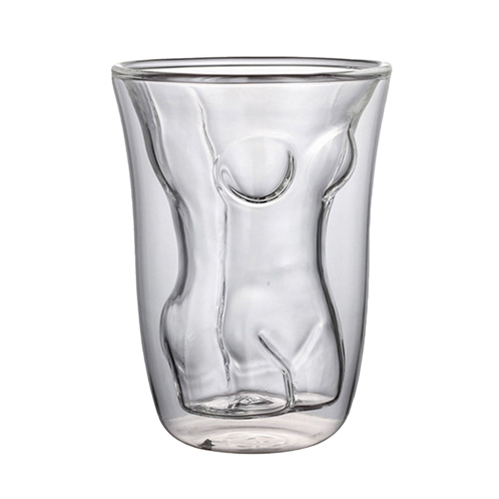 Body Shape Glass Cup Double Layer Beer Whisky Drinking Shot Glass for Party Gathering Bar Woman Body Shaped