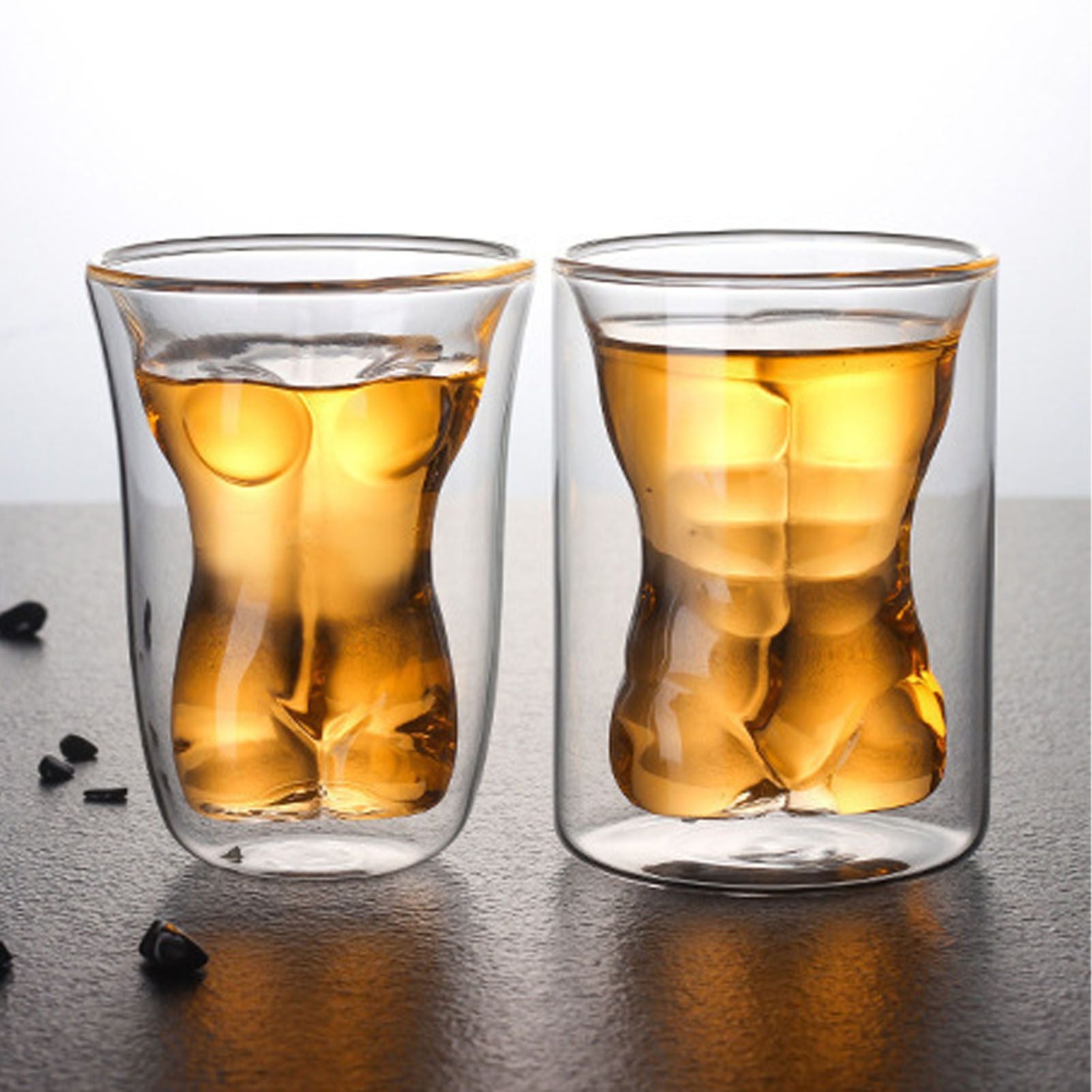 Body Shape Glass Cup Double Layer Beer Whisky Drinking Shot Glass for Party Gathering Bar Woman Body Shaped