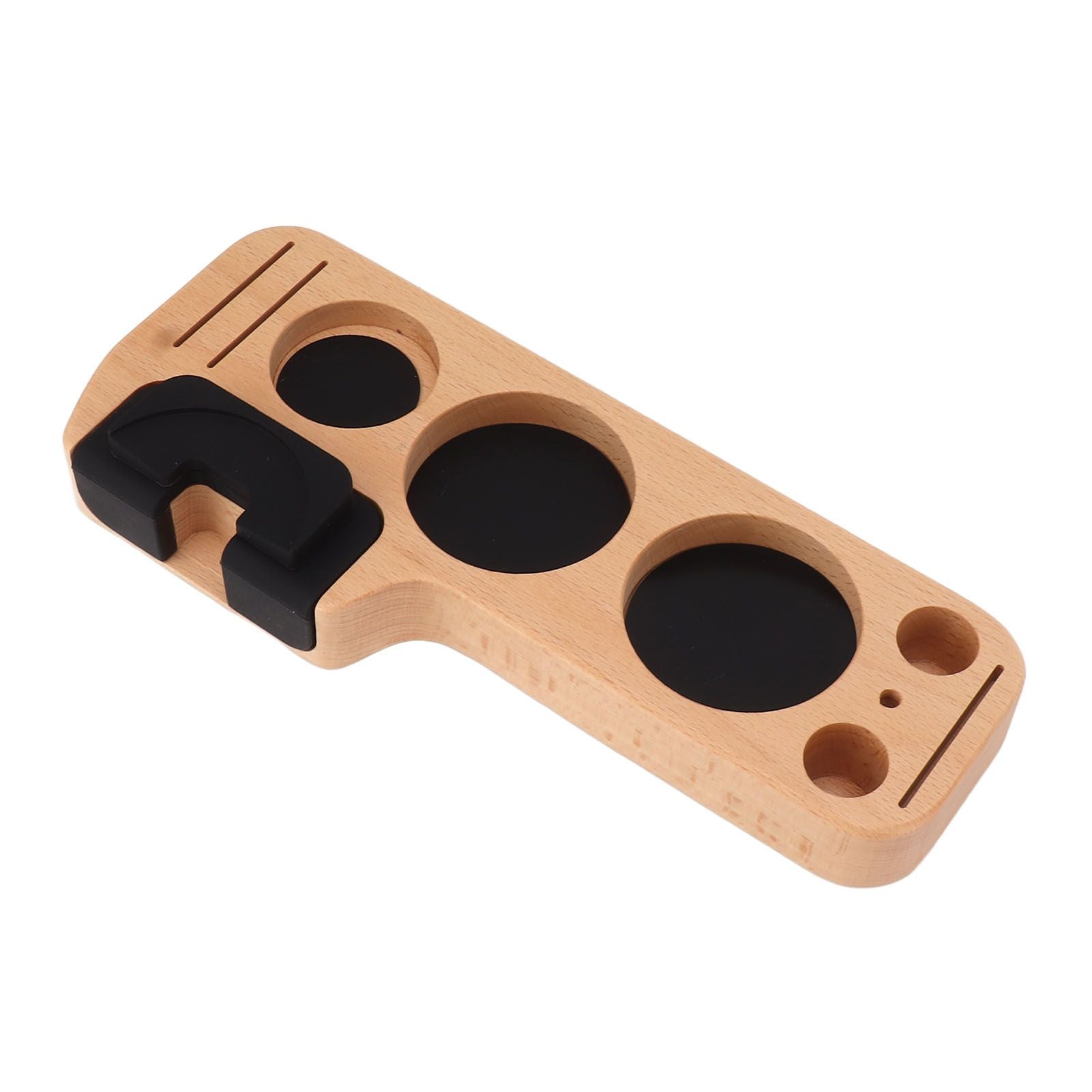 Coffee Tamping Station Beech Comfortable Grip Coffee Filter Tamper Holder with Pads for Coffee Making 58mm/2.3in