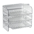 Multi Layer Food Tray Multifunctional Strong Capacity Durable Vegetable Fruit Preparation Plate 3 Layer White