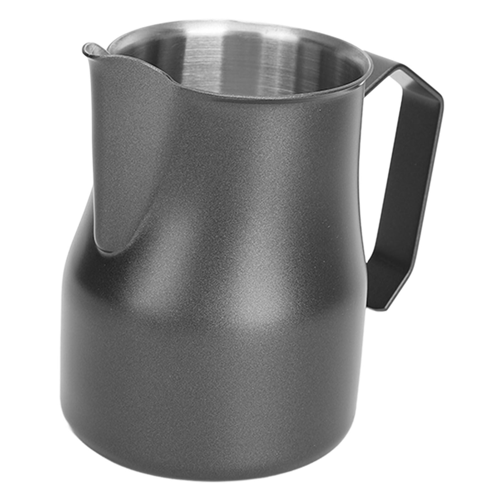 Milk Frothing Pitcher Coffee Steaming Pitcher 304 Stainless Steel Coffee Milk Cup Milk Frother Cup Olecranon Type Outlet Black 350ML