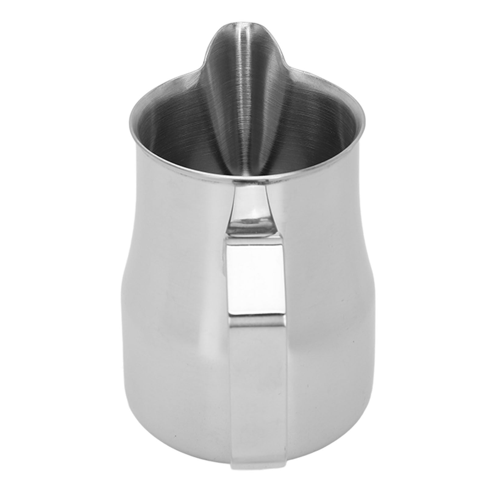 Milk Frothing Pitcher Coffee Steaming Pitcher 304 Stainless Steel Coffee Milk Cup Milk Frother Cup Olecranon Type Outlet Silver 350ML