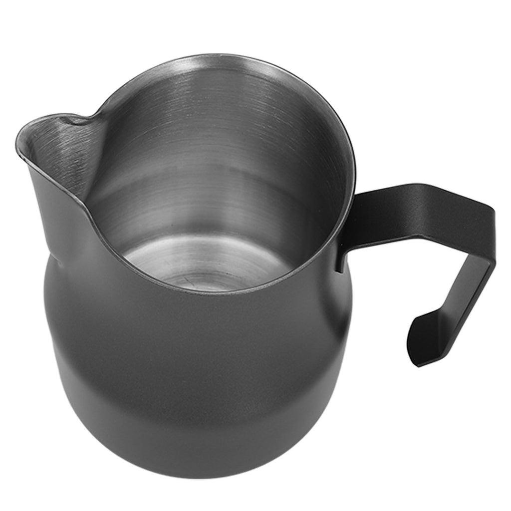 Milk Frothing Pitcher Coffee Steaming Pitcher 304 Stainless Steel Coffee Milk Cup Milk Frother Cup Olecranon Type Outlet Black 450ML