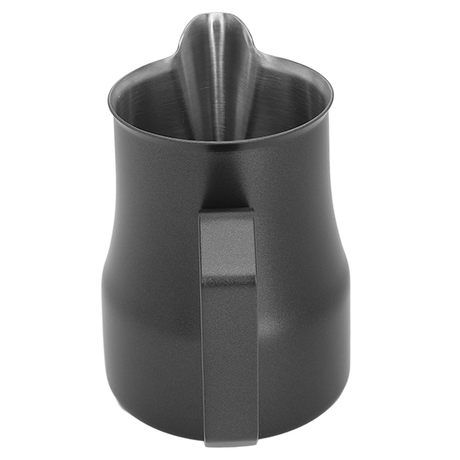 Milk Frothing Pitcher Coffee Steaming Pitcher 304 Stainless Steel Coffee Milk Cup Milk Frother Cup Olecranon Type Outlet Black 450ML