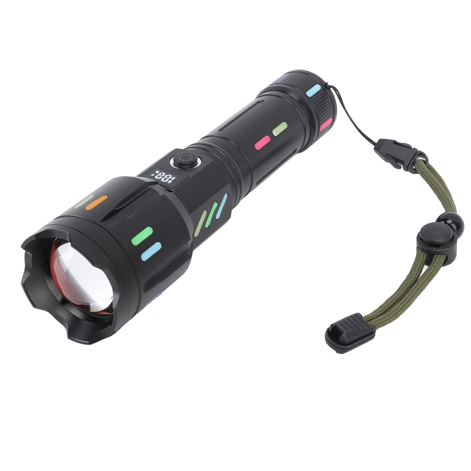 LED Flashlights High Powered Zoomable Handheld Torch Outdoor White Laser Long Range Flashlight with Battery Level Display