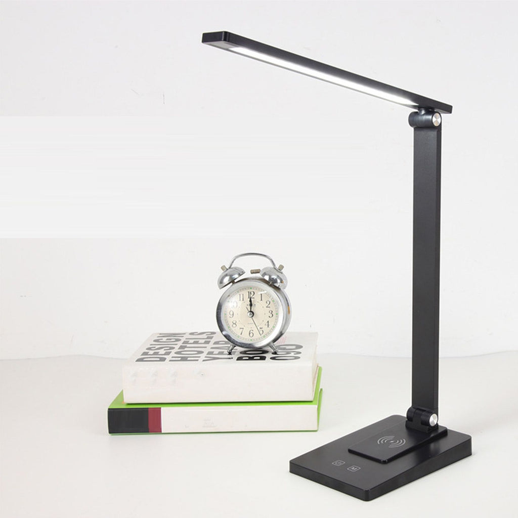 LED Desk Lamp with 3 Levels Brightness Eye Caring Office Reading Lamp Foldable Table Desk Lamp USB Wireless Charging Plug in Version