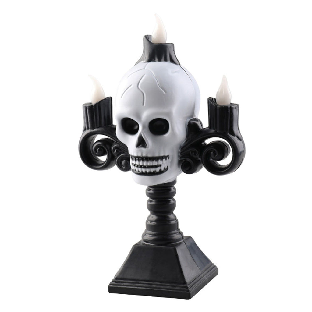 Skull Head LED Candle Light Lightweight Retro Spooky Green Light Plastic Skull Flameless Candle Lights for Party