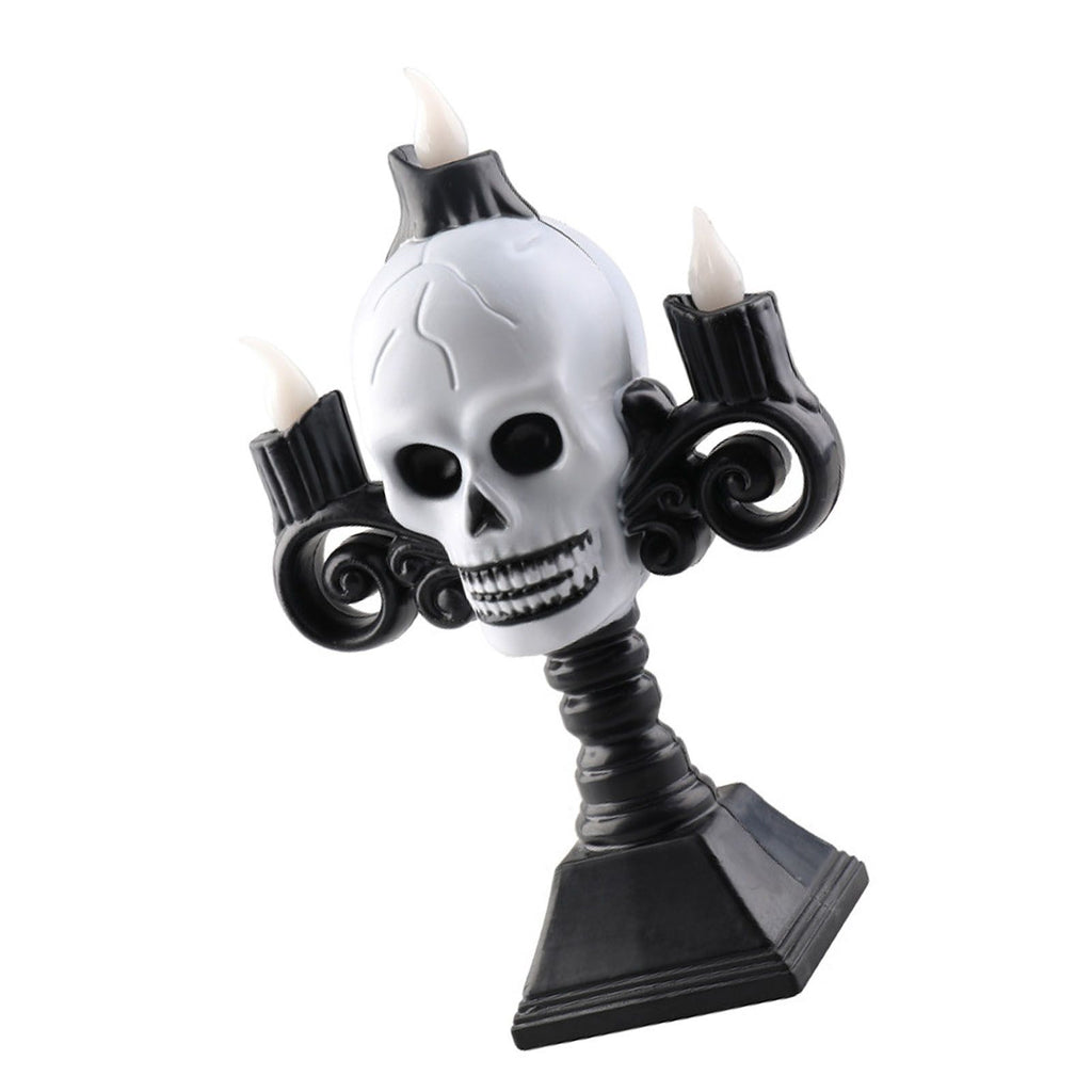 Skull Head LED Candle Light Lightweight Retro Spooky Green Light Plastic Skull Flameless Candle Lights for Party