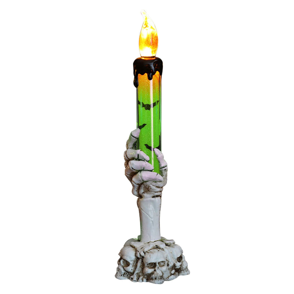 Halloween Skull Candle Holder Light Skeleton Ghost Hand Flameless Candle Lamp Party Bar Decoration Lamp Green