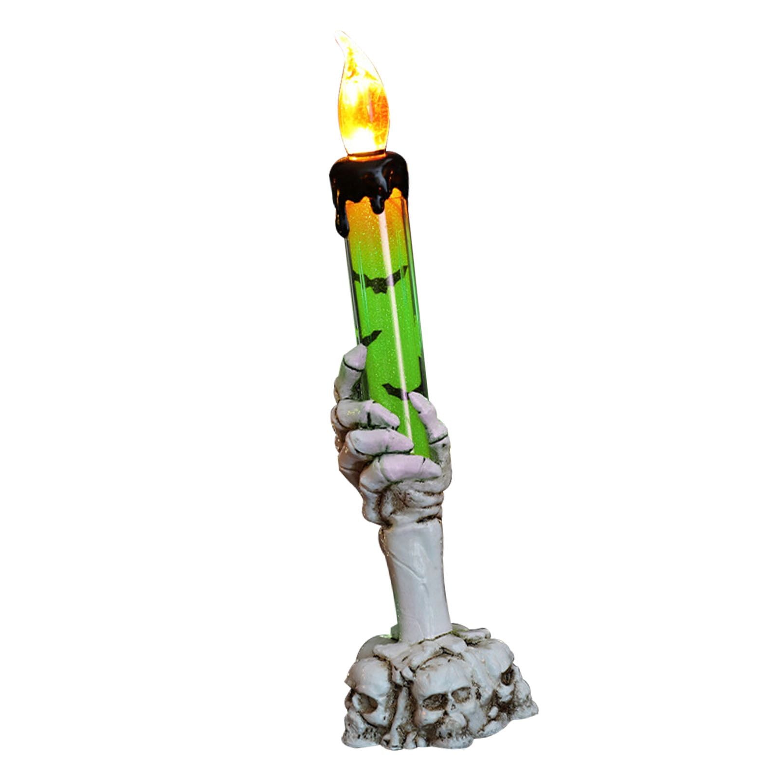 Halloween Skull Candle Holder Light Skeleton Ghost Hand Flameless Candle Lamp Party Bar Decoration Lamp Green
