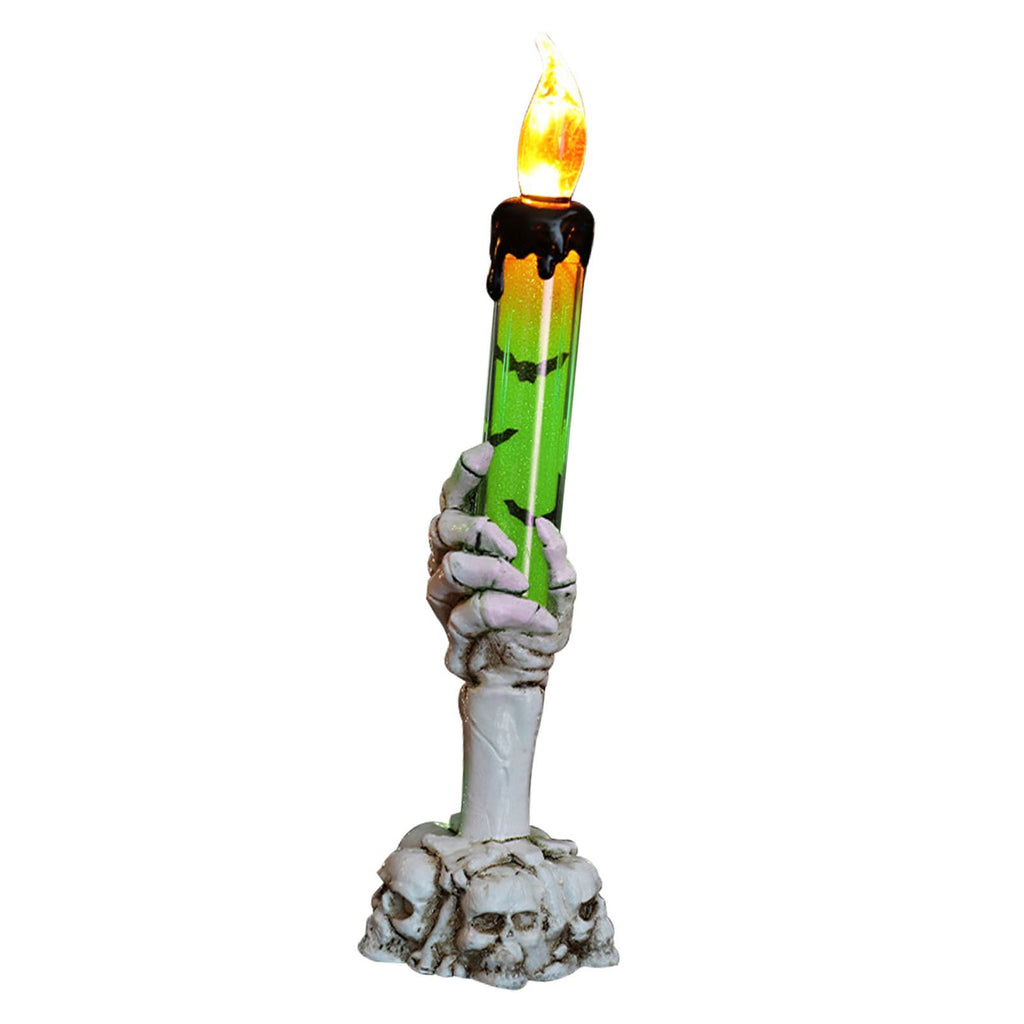 Halloween Skull Candle Holder Light Skeleton Ghost Hand Flameless Candle Lamp Party Bar Decoration Lamp Green