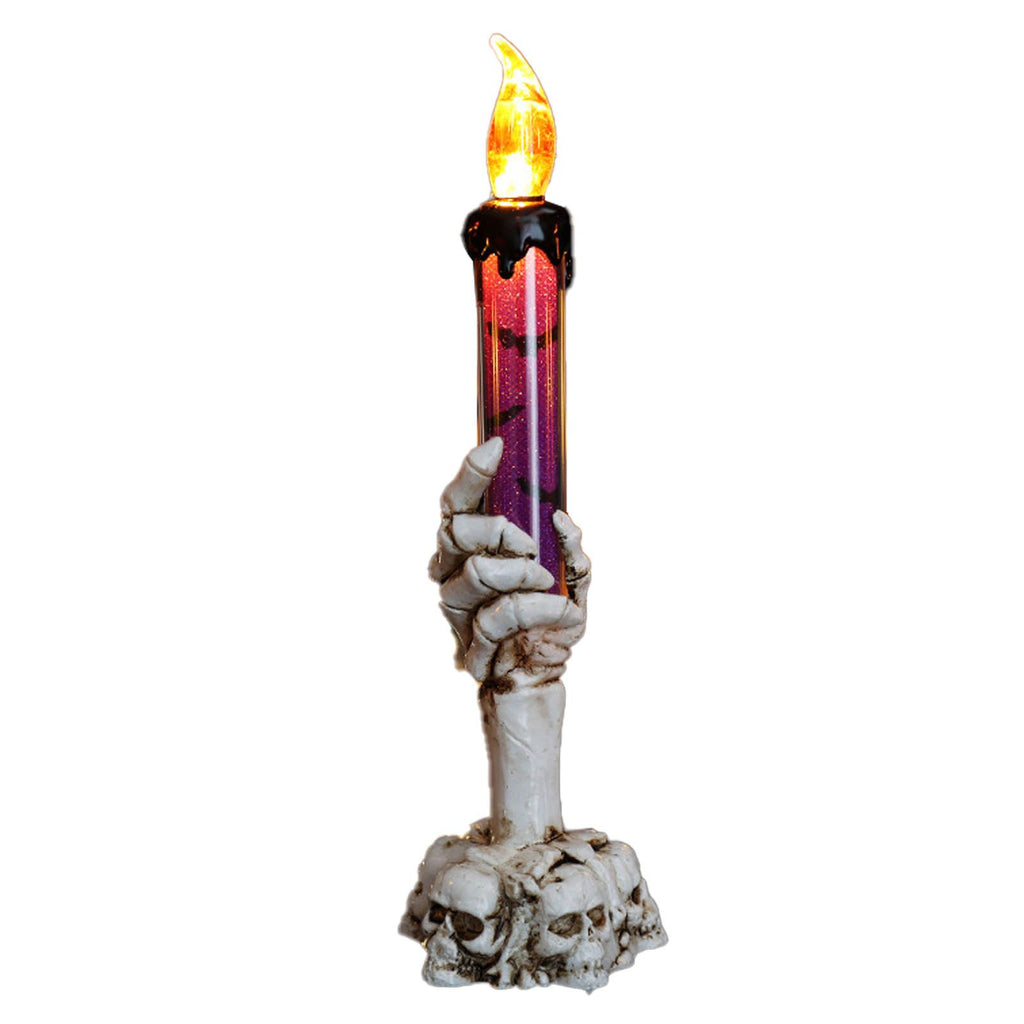 Halloween Skull Candle Holder Light Skeleton Ghost Hand Flameless Candle Lamp Party Bar Decoration Lamp Purple