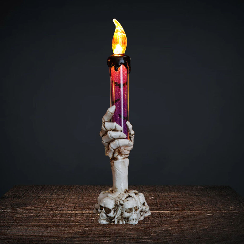 Halloween Skull Candle Holder Light Skeleton Ghost Hand Flameless Candle Lamp Party Bar Decoration Lamp Purple