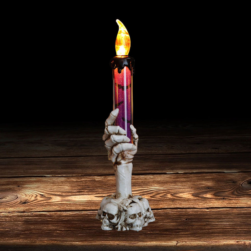 Halloween Skull Candle Holder Light Skeleton Ghost Hand Flameless Candle Lamp Party Bar Decoration Lamp Purple