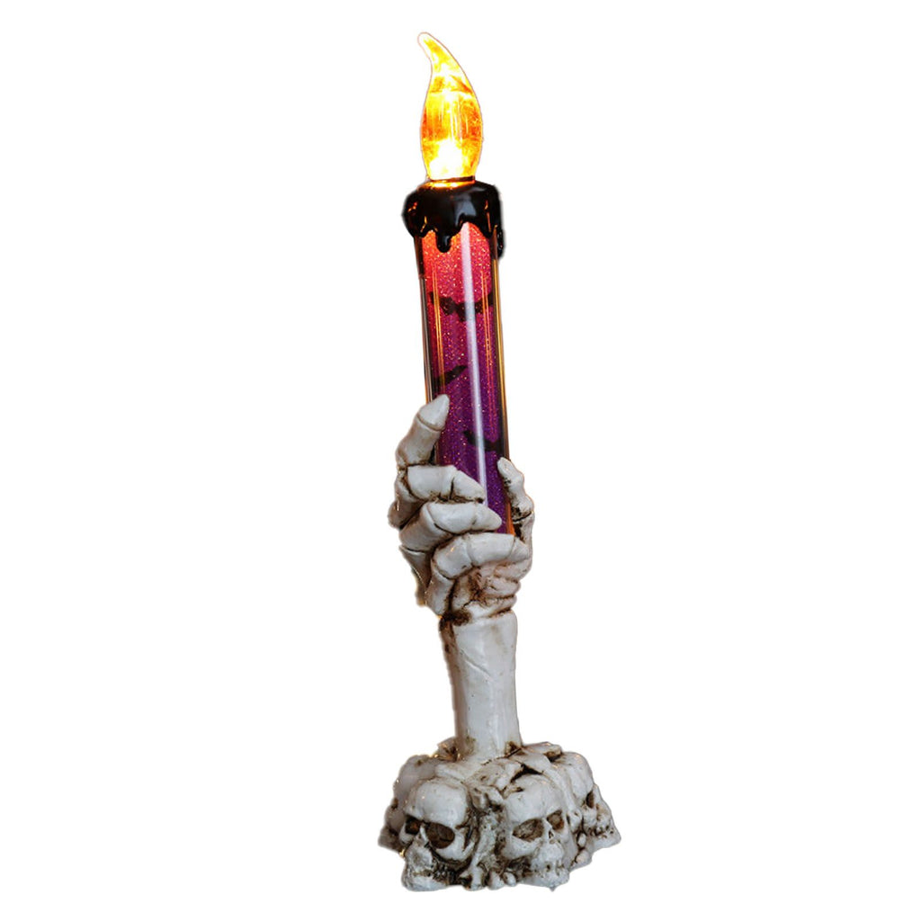 Halloween Skull Candle Holder Light Skeleton Ghost Hand Flameless Candle Lamp Party Bar Decoration Lamp Purple