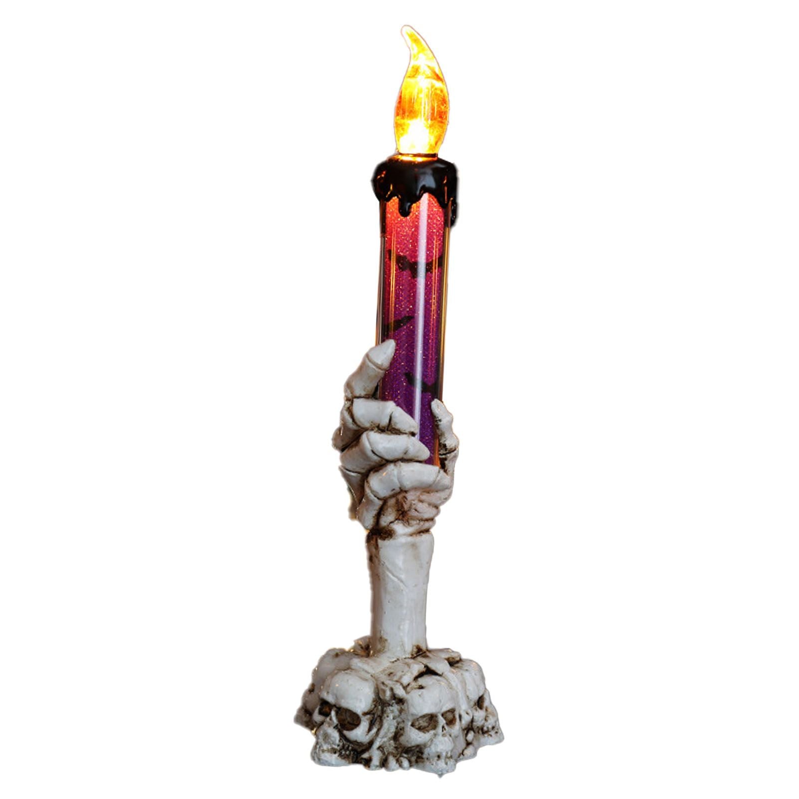 Halloween Skull Candle Holder Light Skeleton Ghost Hand Flameless Candle Lamp Party Bar Decoration Lamp Purple