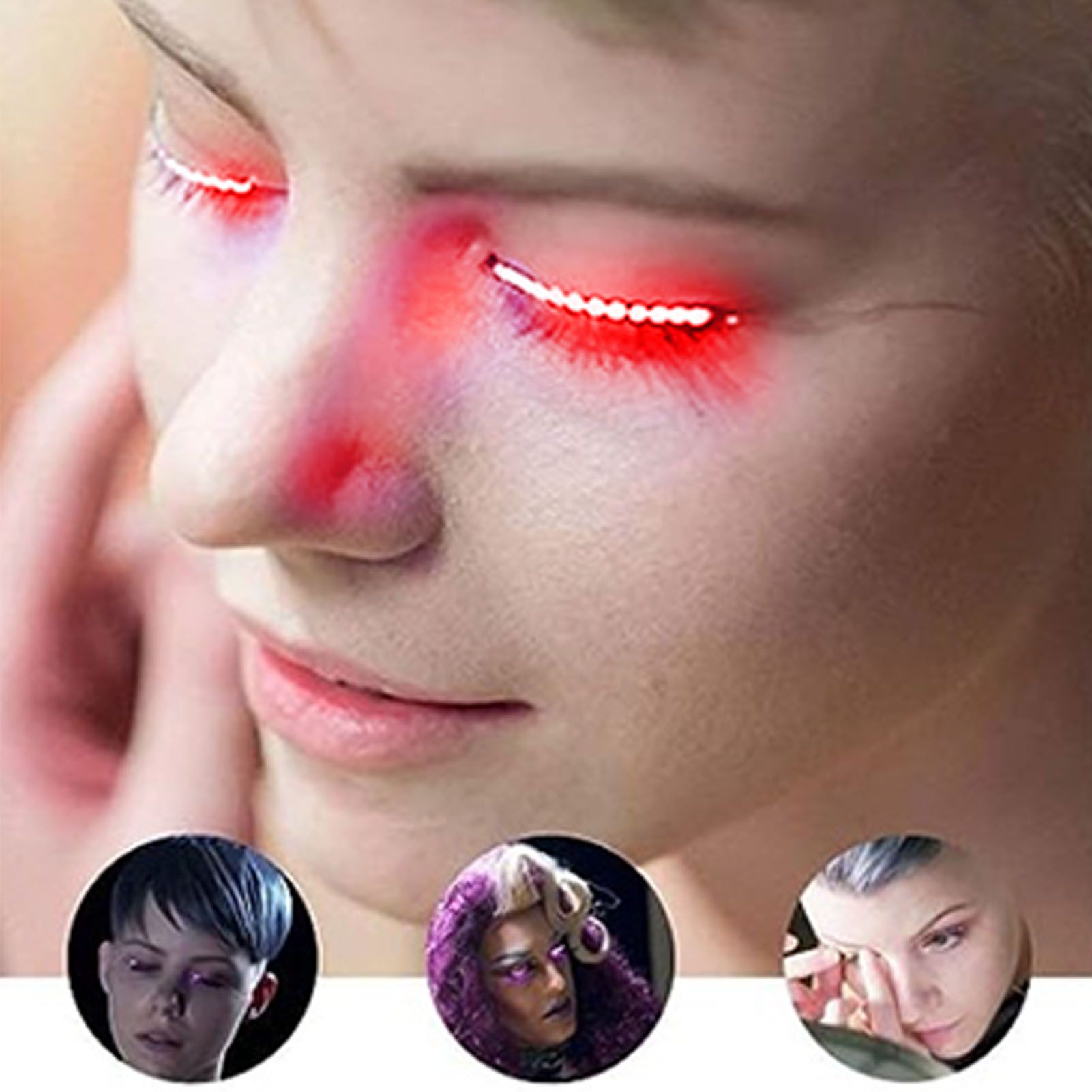 LED False Eyelashes Light Lightweight Stylish Reliable Luminous False Eyelashes Light for Party Bars Nightclubs Halloween Red