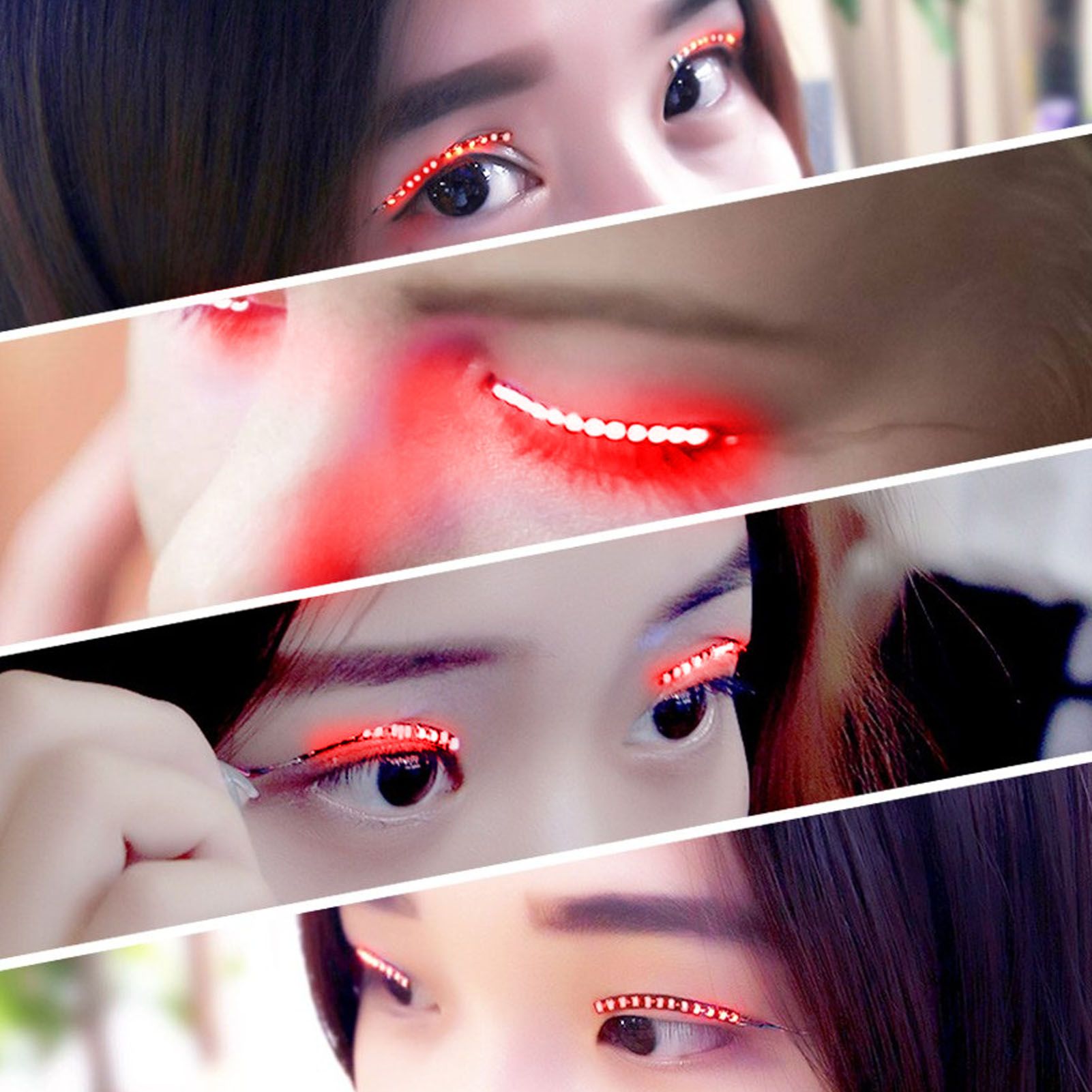LED False Eyelashes Light Lightweight Stylish Reliable Luminous False Eyelashes Light for Party Bars Nightclubs Halloween Red
