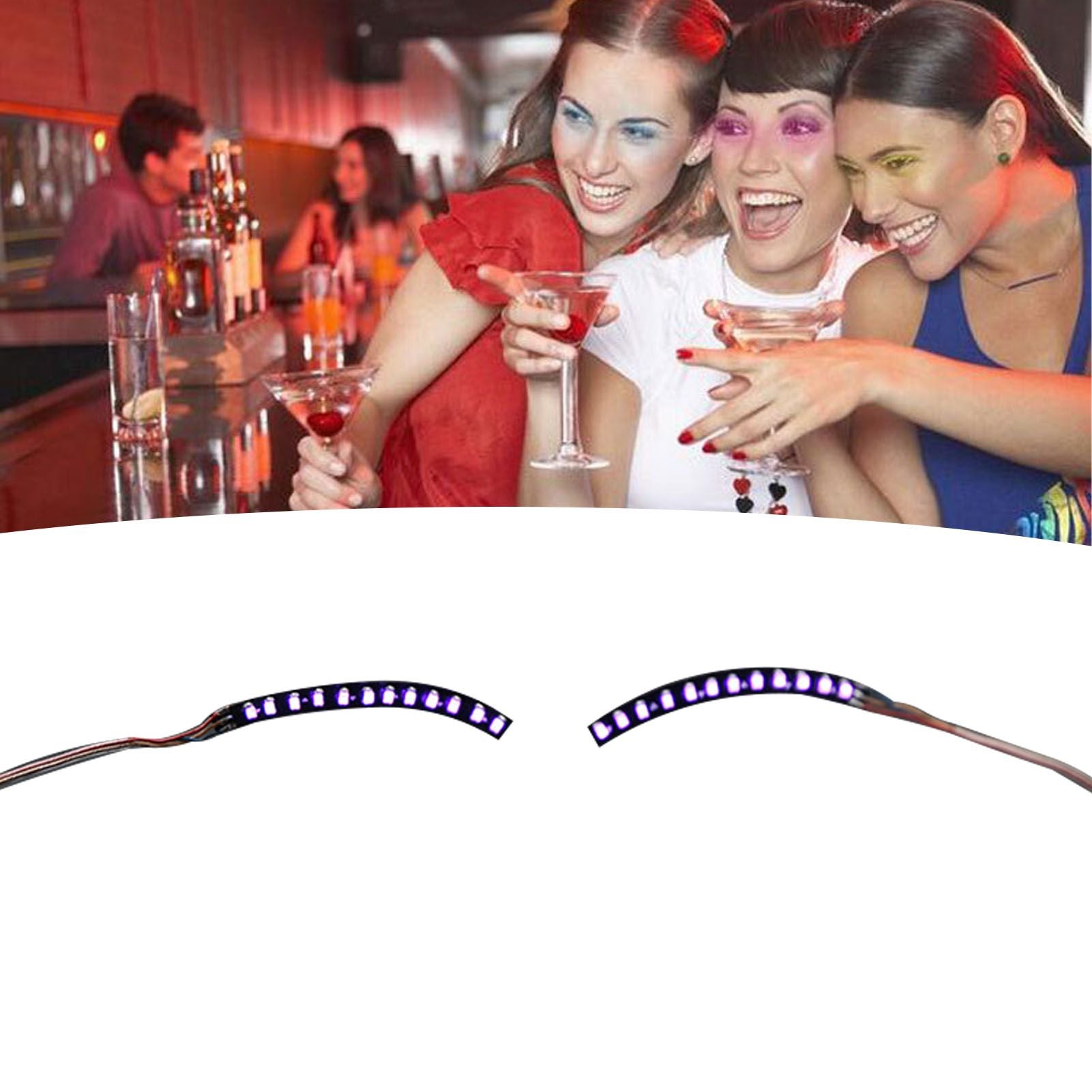LED False Eyelashes Light Lightweight Stylish Reliable Luminous False Eyelashes Light for Party Bars Nightclubs Halloween Purple