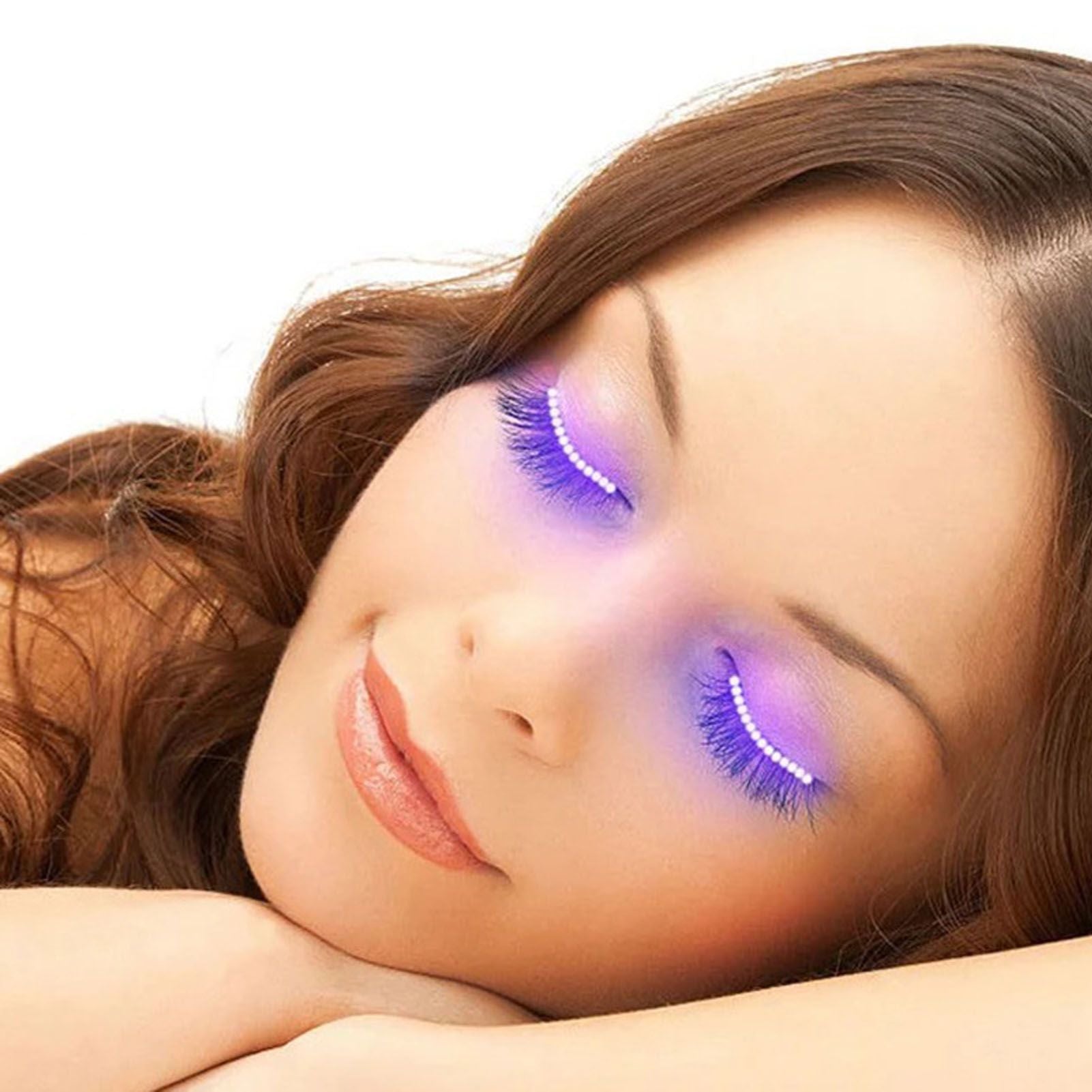 LED False Eyelashes Light Lightweight Stylish Reliable Luminous False Eyelashes Light for Party Bars Nightclubs Halloween Purple