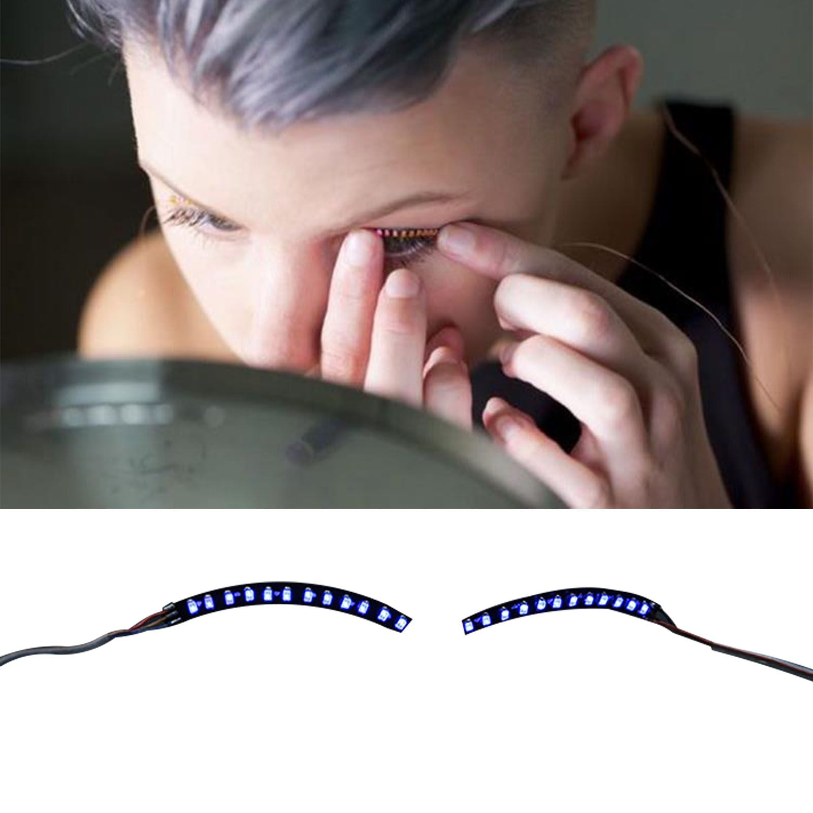 LED False Eyelashes Light Lightweight Stylish Reliable Luminous False Eyelashes Light for Party Bars Nightclubs Halloween Blue