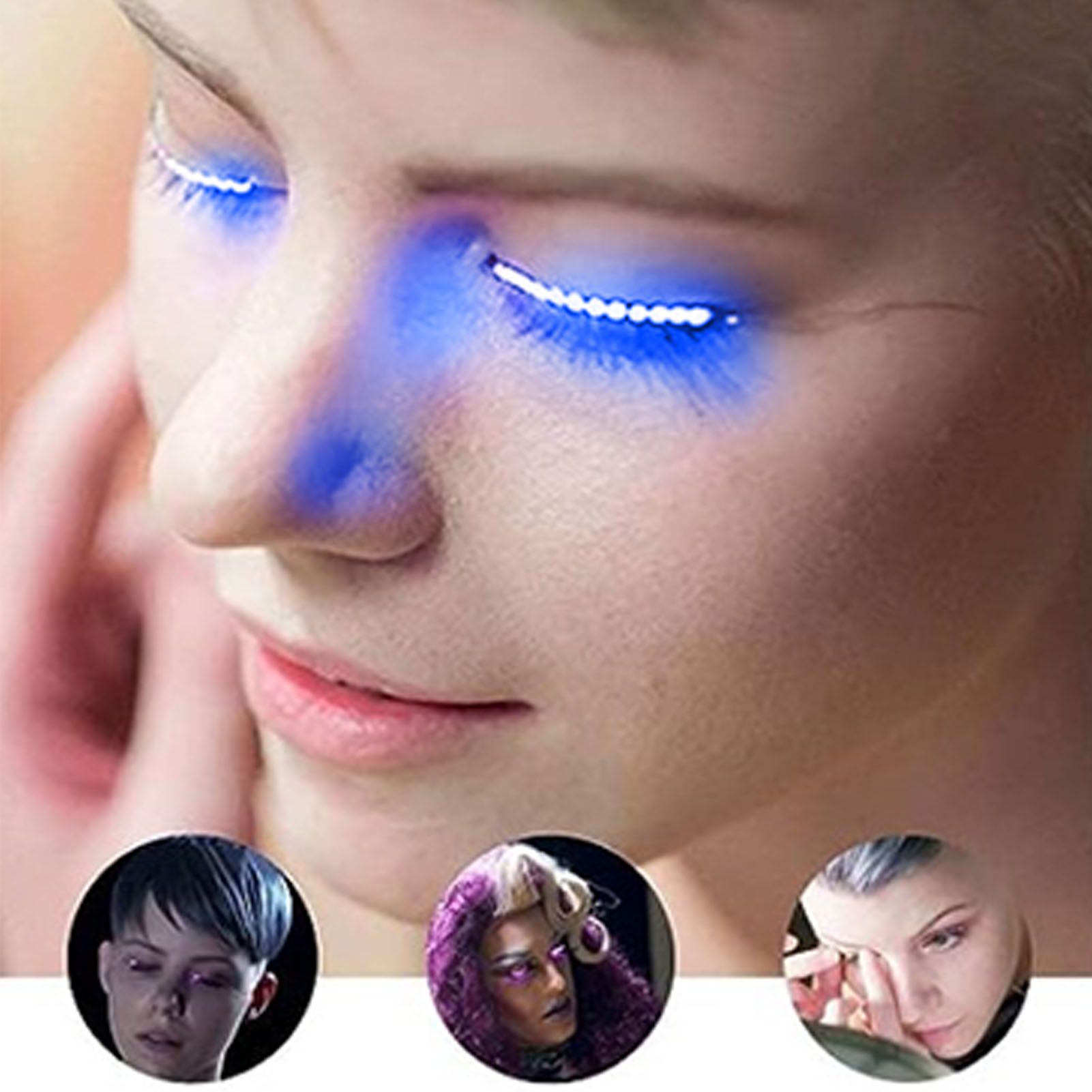 LED False Eyelashes Light Lightweight Stylish Reliable Luminous False Eyelashes Light for Party Bars Nightclubs Halloween Blue