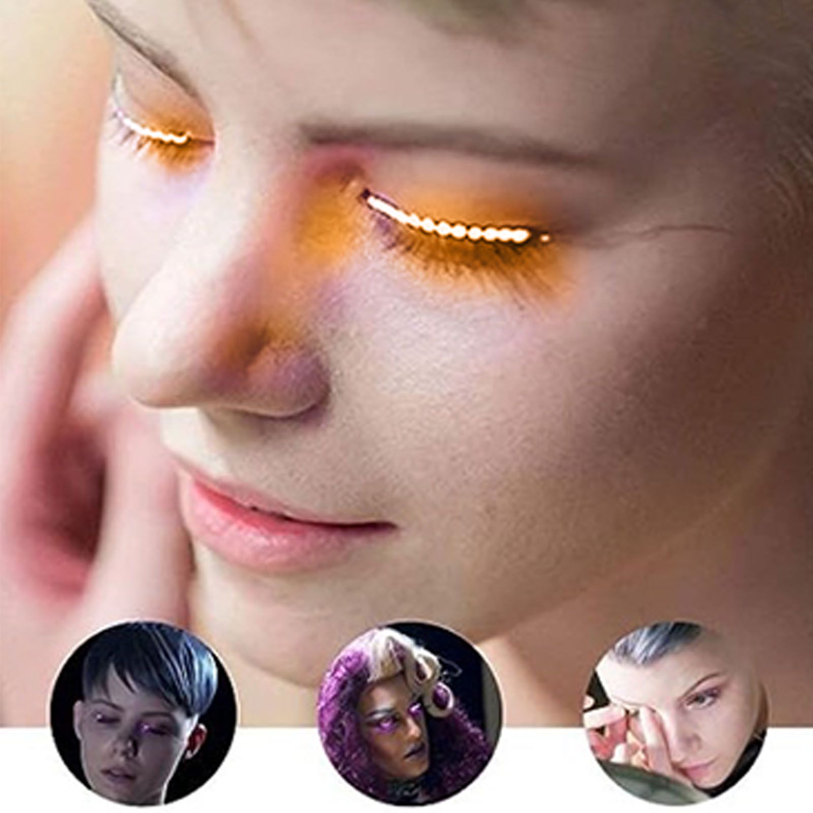 LED False Eyelashes Light Lightweight Stylish Reliable Luminous False Eyelashes Light for Party Bars Nightclubs Halloween Yellow