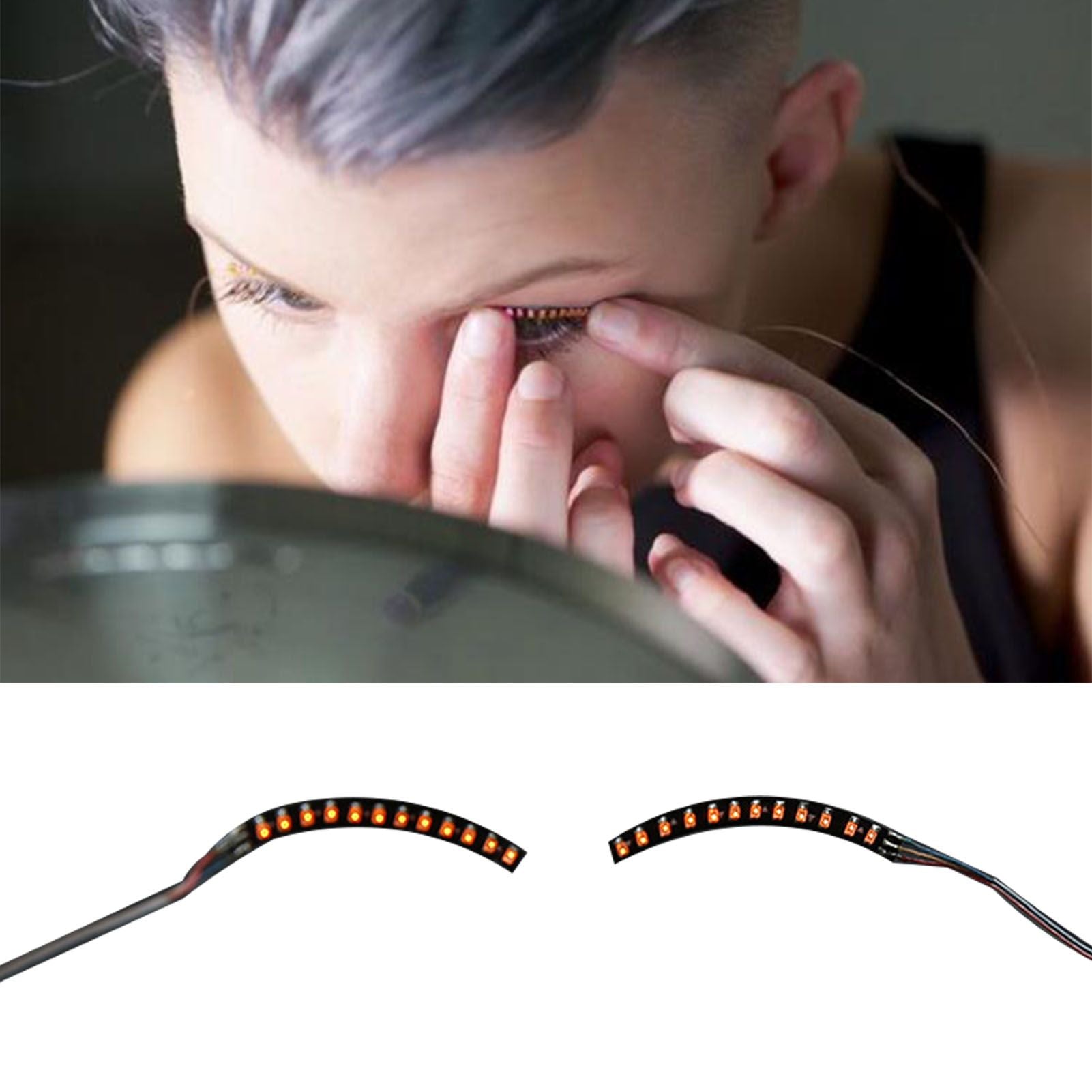 LED False Eyelashes Light Lightweight Stylish Reliable Luminous False Eyelashes Light for Party Bars Nightclubs Halloween Orange