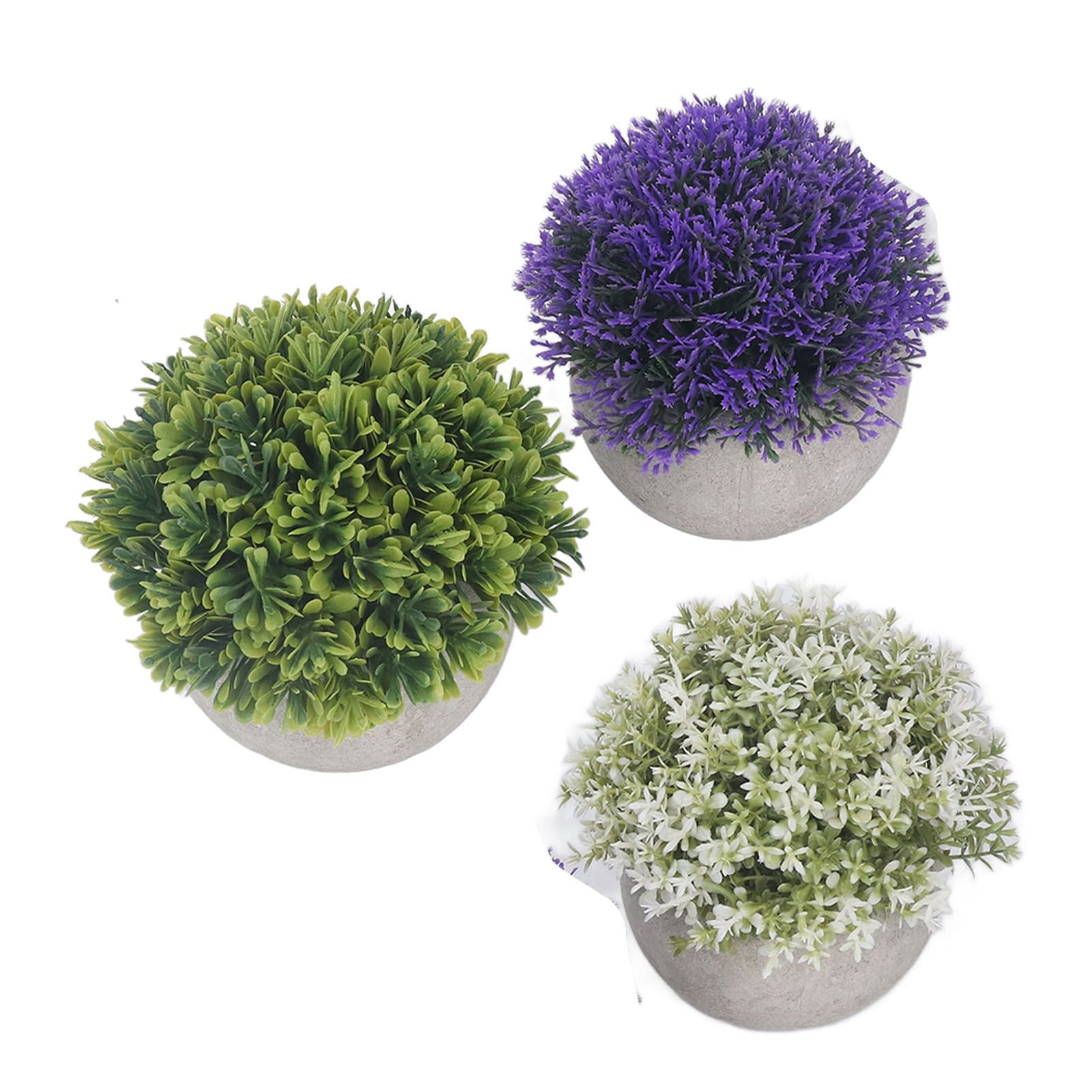 3PCS Artificial Potted Plant Fake Plants Realistic Round Base Long Lasting Easy Maintenance Simulated Decor for Home