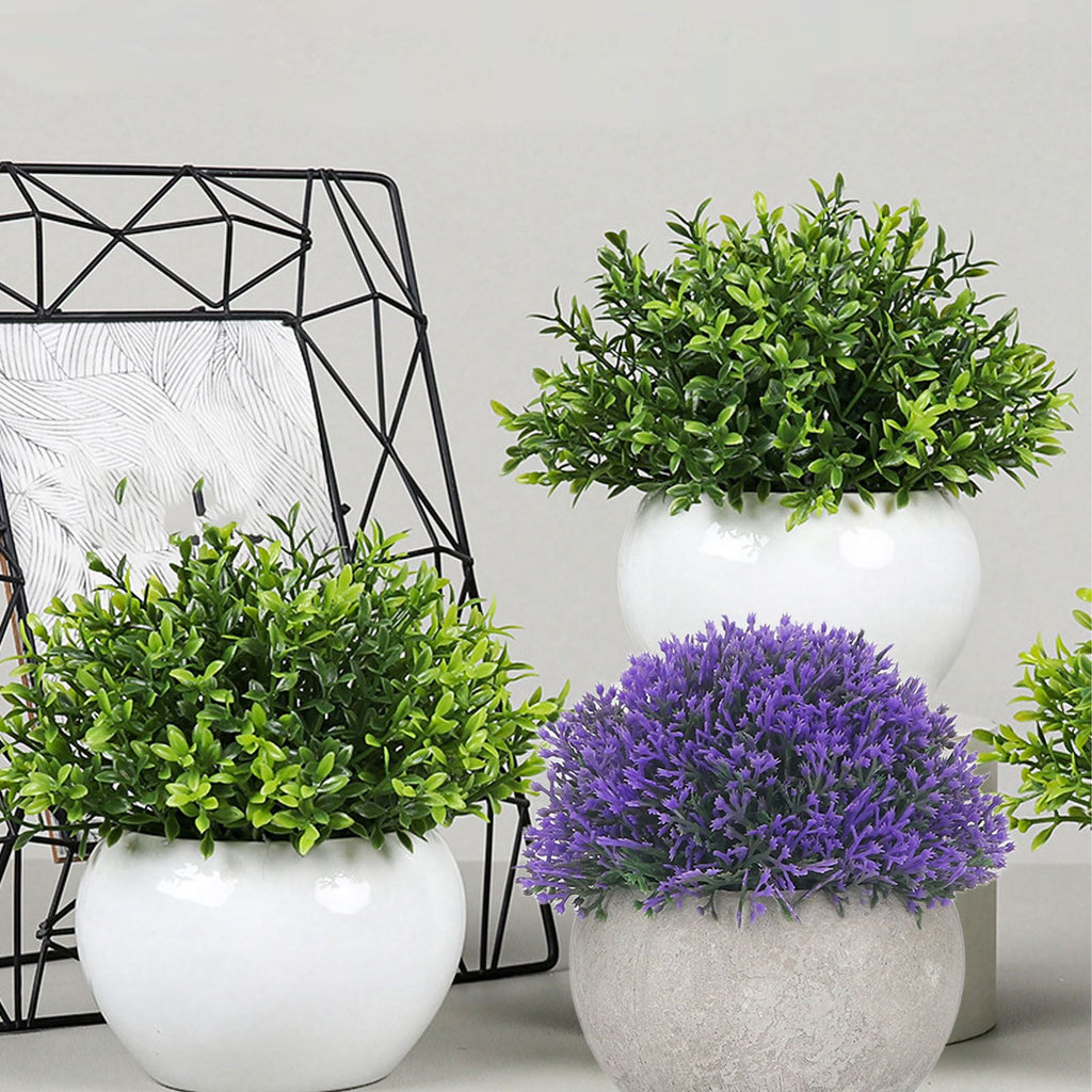 3PCS Artificial Potted Plant Fake Plants Realistic Round Base Long Lasting Easy Maintenance Simulated Decor for Home