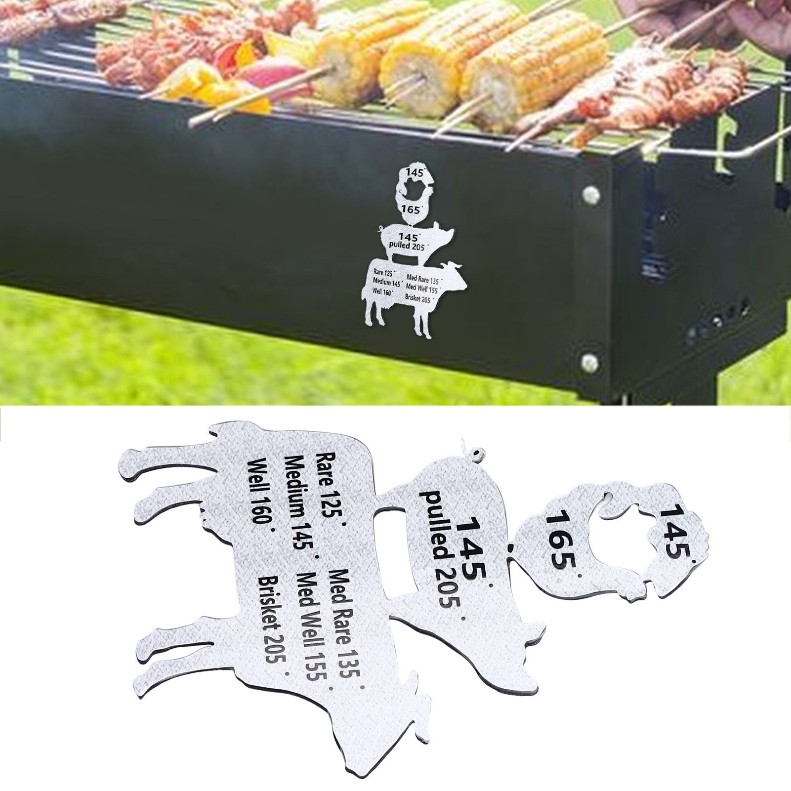 Meat Temperature Magnet Animal Internal Temperature Guide Acrylic Beef Pork Chicken Fish Grill Accessory for BBQ Cooking