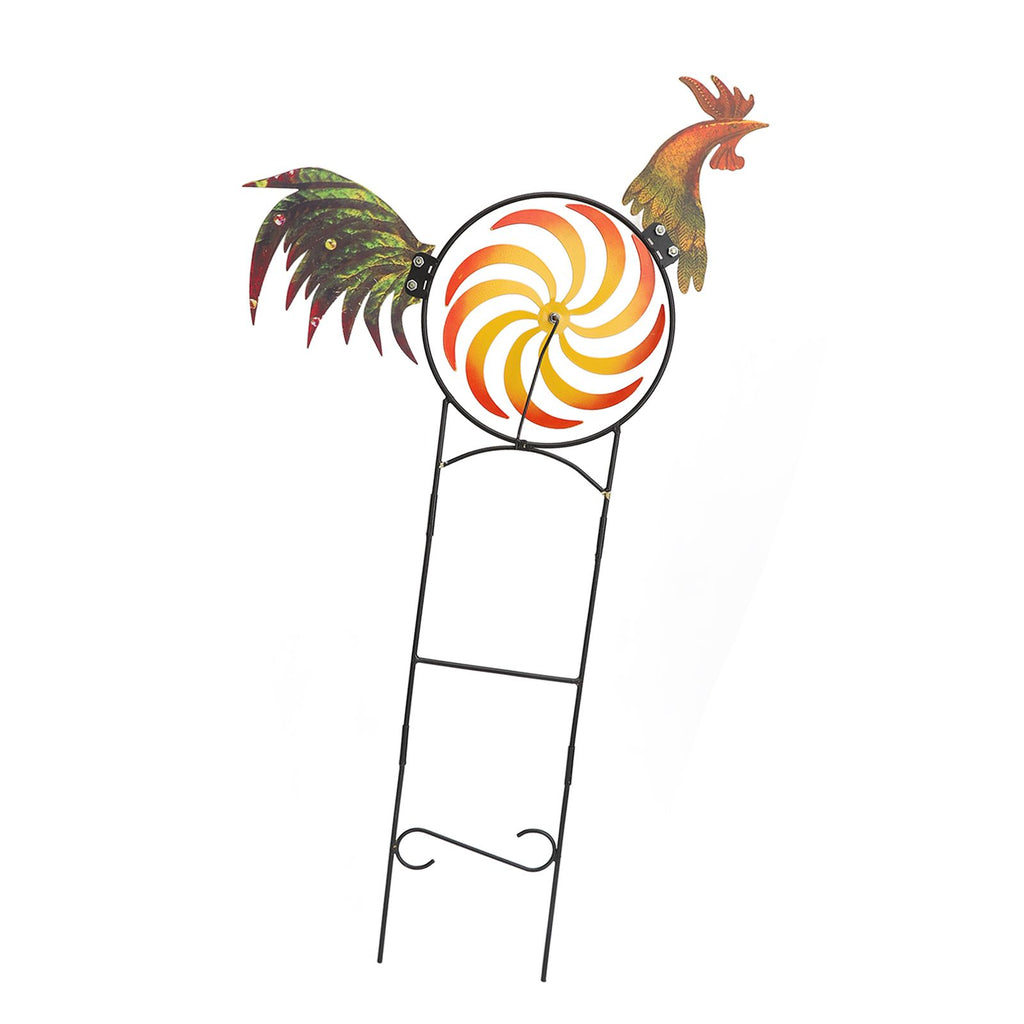 Rooster Wind Spinner Metal Iron Windmill Decorative Cock Wind Sculpture for Outdoor Farm Lawn Yard Patio Garden Ornaments