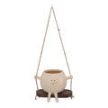 Swing Face Planter Pot Exquisite Lovely Unique Resin Hanging Planter with Rope for Plants Succulent