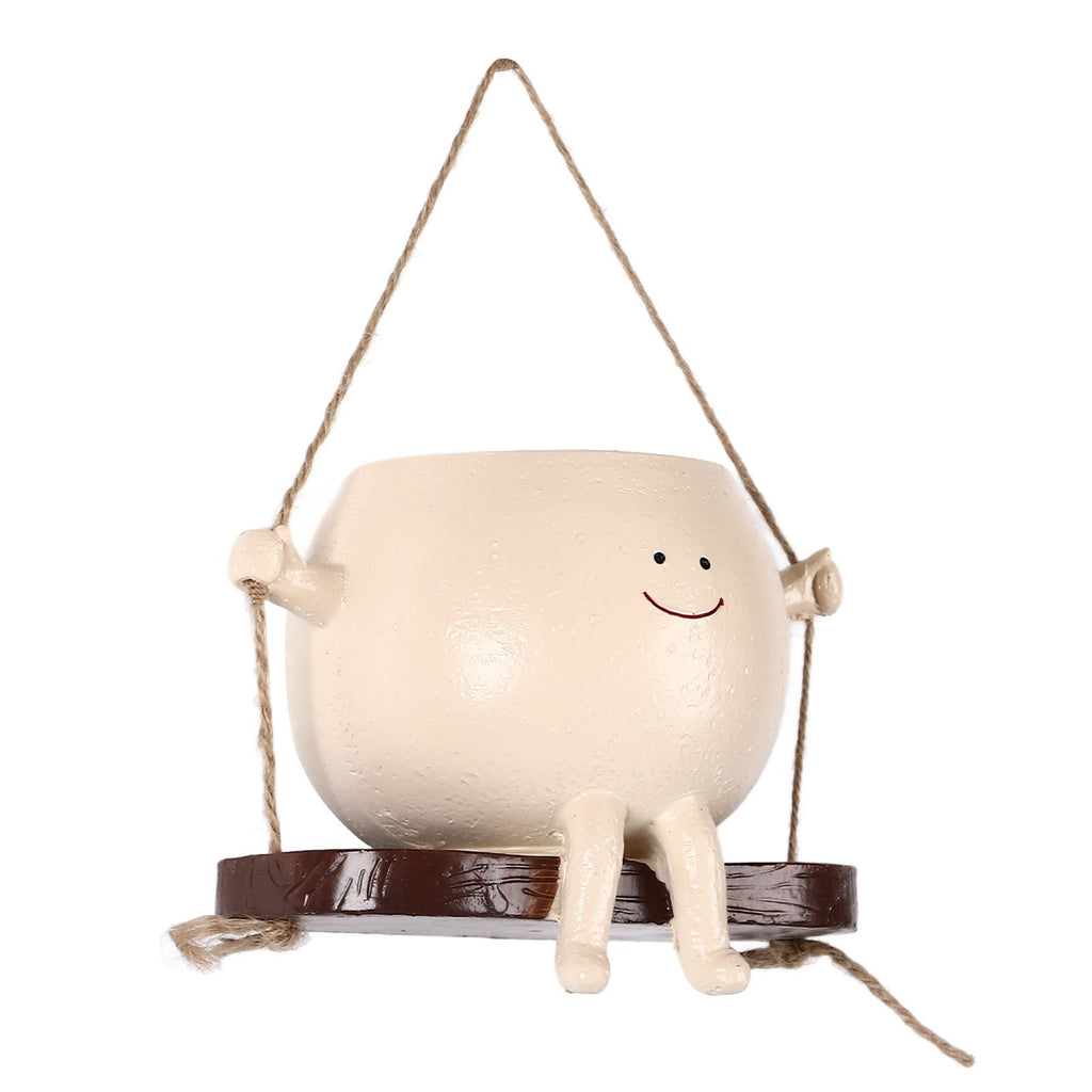Swing Face Planter Resin Wall Hanging Head Planter Smiling Face Succulent Flower Pot for Indoor Outdoor Decoration