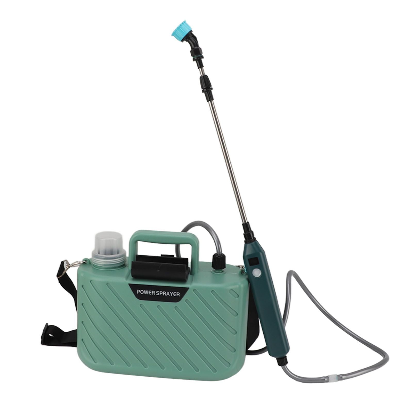 Electric Plant Sprayer Battery Powered 5L with 3 Nozzles Retractable Wand Adjustable Shoudler Strap Garden Sprayer for Lawn Green