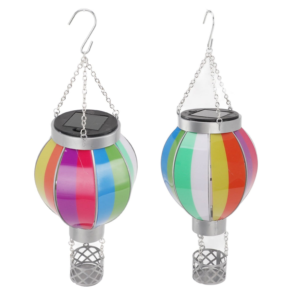 Hot Air Balloon Solar Lantern 600MAH Rainbow Color Automatic On Off Warm Light Outdoor Solar Hanging Lights for Patio Garden Porch