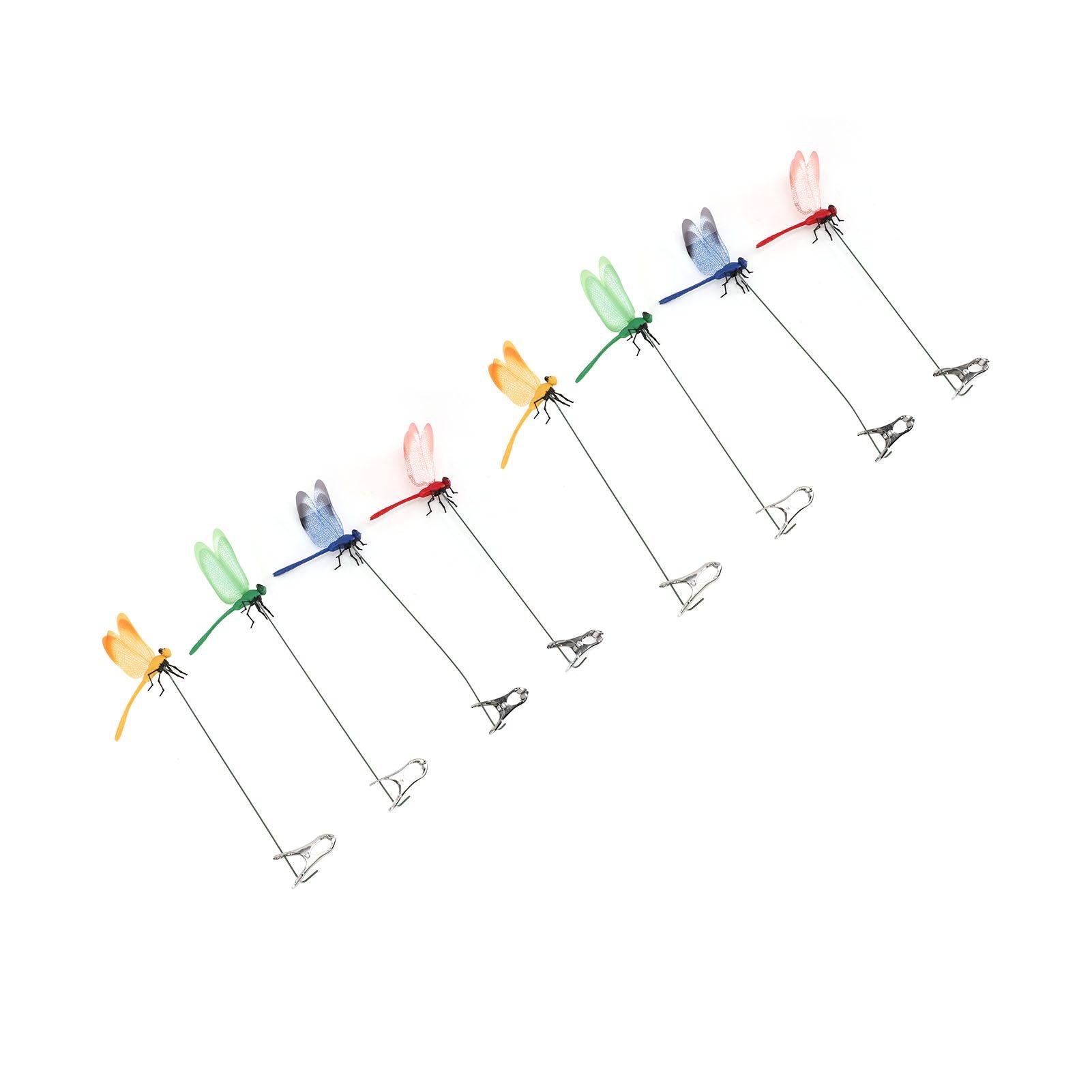 8PCS Fake Dragonfly Clip Waterproof Outdoor 3D Dragonfly Garden Decorative Clips Home Patio Ornaments Crafts