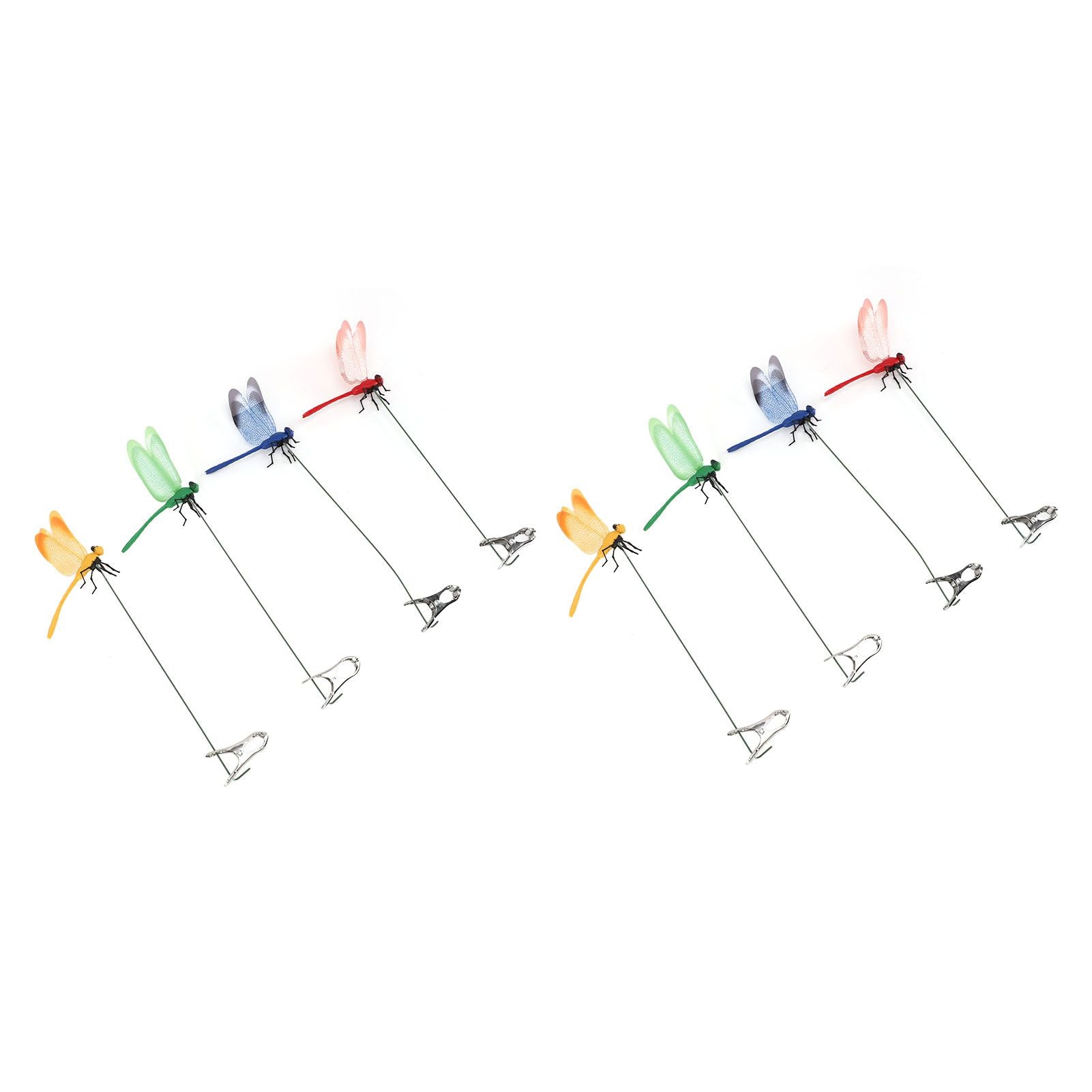 8PCS Fake Dragonfly Clip Waterproof Outdoor 3D Dragonfly Garden Decorative Clips Home Patio Ornaments Crafts