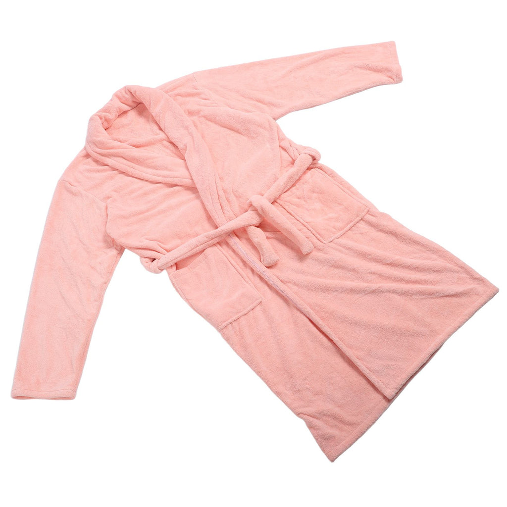 Bathrobe Coral Velvet Thicken Soft Water Absorbent Warm Belt Design Couple Bathrobe for Home Hotel Pink