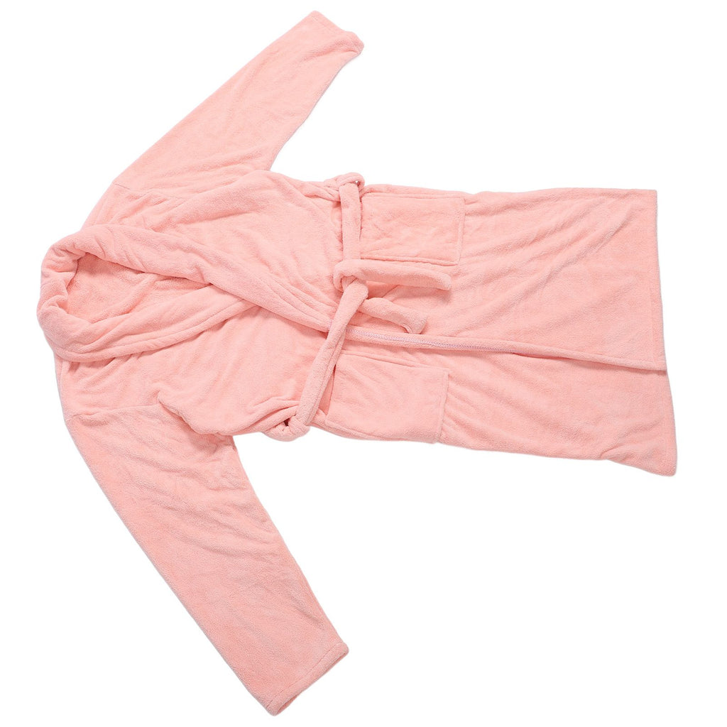 Bathrobe Coral Velvet Thicken Soft Water Absorbent Warm Belt Design Couple Bathrobe for Home Hotel Pink