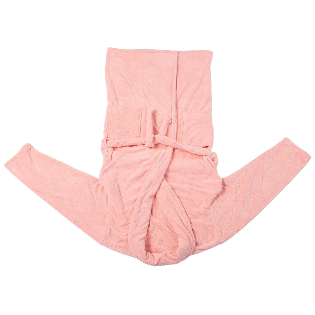 Bathrobe Coral Velvet Thicken Soft Water Absorbent Warm Belt Design Couple Bathrobe for Home Hotel Pink