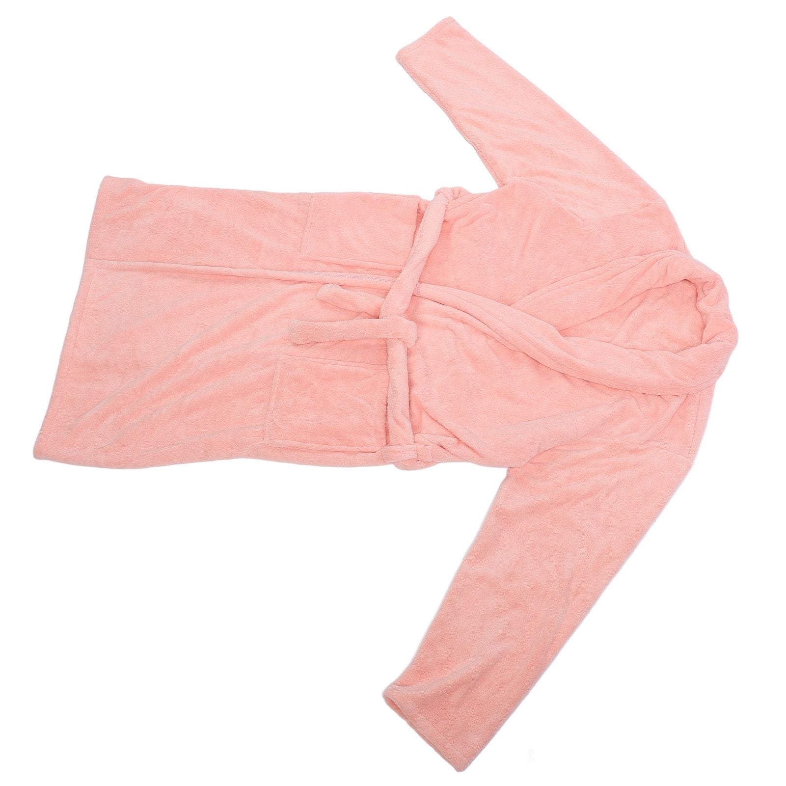 Bathrobe Coral Velvet Thicken Soft Water Absorbent Warm Belt Design Couple Bathrobe for Home Hotel Pink