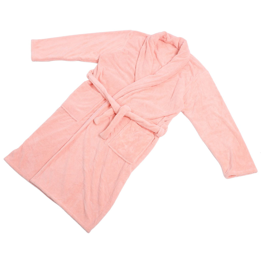 Bathrobe Coral Velvet Thicken Soft Water Absorbent Warm Belt Design Couple Bathrobe for Home Hotel Pink