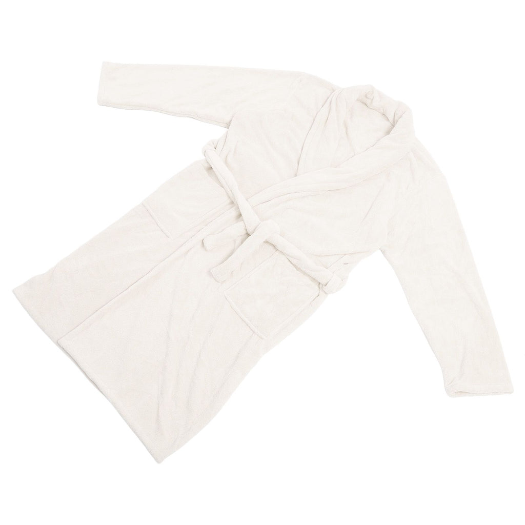 Bathrobe Coral Velvet Thicken Soft Water Absorbent Warm Belt Design Couple Bathrobe for Home Hotel Milky White